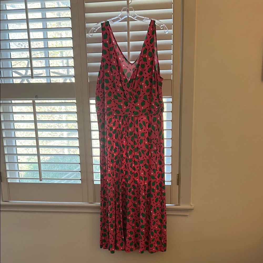 Boden Pink and Green Midi Dress